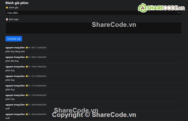 Code web,Web đặt vé xem phim,đặt vé xem phim